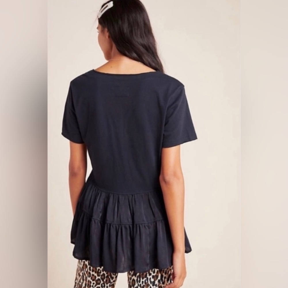 Anthropologie Maeve Louisa Navy V Neck Tiered Top; Size XS - Picture 3 of 6
